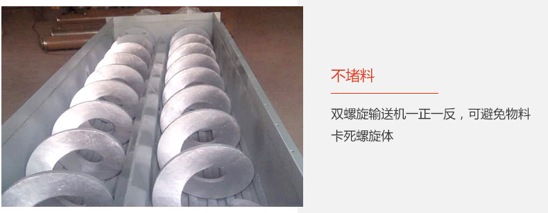 旋向相反，不堵料